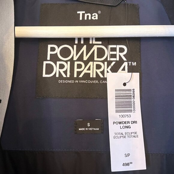 NWT Aritzia TNA The Powder Dri Parka™ Long - Size S - Total Eclipse (Navy Blue) - Picture 2 of 9